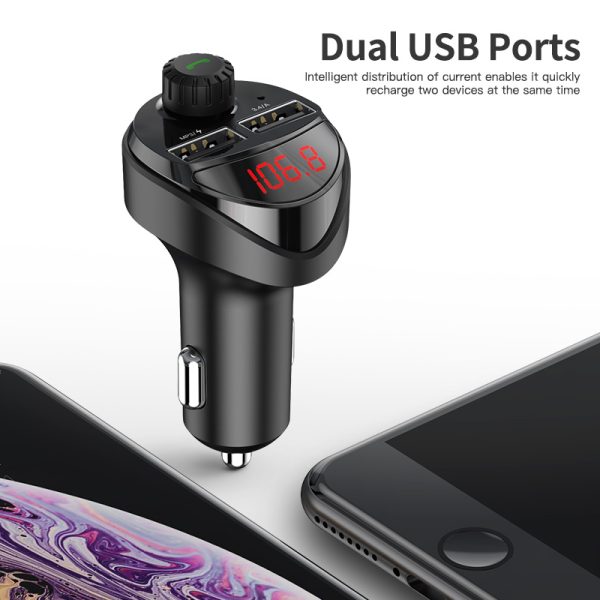 KUULAA Car Charger FM Transmitter Bluetooth Car Audio MP3 Player TF Card Car Kit 3.4A Dual USB Car Phone Charger For Xiaomi Mi - Image 2