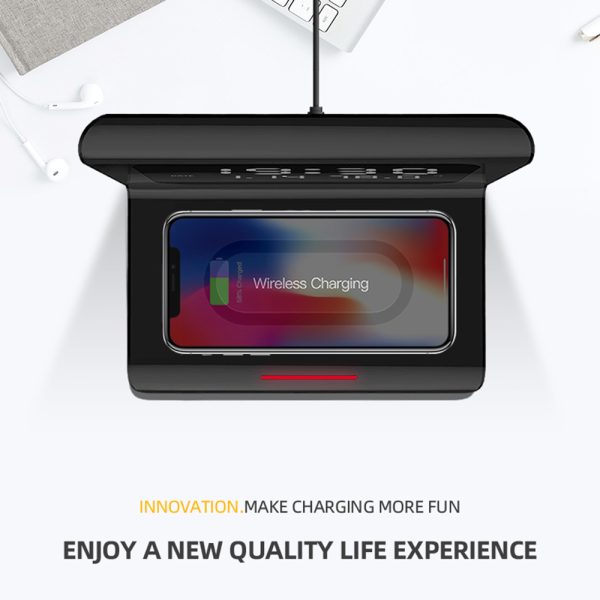 10W Qi Wireless Charger Wireless Charging Pad Thermometer Calendar Clock Fast Charge Cargador Inalambrico For Iphone Samsung - Image 4