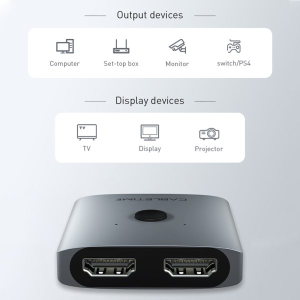 CABLETIME HDMI Splitter 4K 60Hz 1x2/2x1 Adapter HDMI Switcher 2 in 1 Converter for latop Macbook Air HDTV PS4 HDMI Switch C355 - Image 4