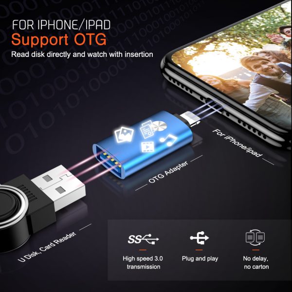 NOHON Famale USB to Lightning Camera Adapter Converter Data SD Card U Disk Short OTG For iPhone 11 Pro XS MAX XR X 6 6S 7 8 Plus - Image 2