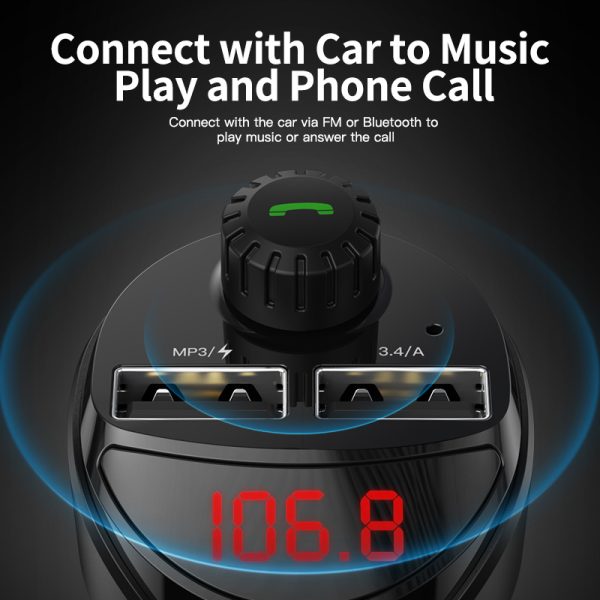 KUULAA Car Charger FM Transmitter Bluetooth Car Audio MP3 Player TF Card Car Kit 3.4A Dual USB Car Phone Charger For Xiaomi Mi - Image 3