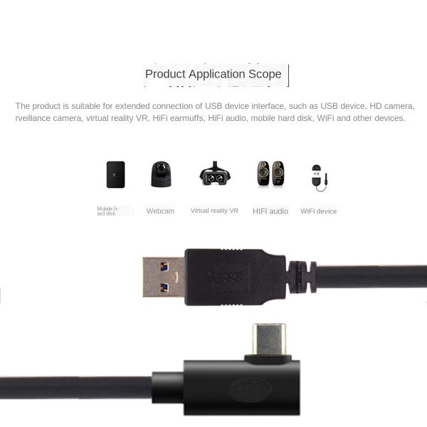 For Oculus Link USB- C Steam VR Quest/2 Type- C 3.1 Data Cable, Elbow Selectable 3m5m8m8m - Image 4