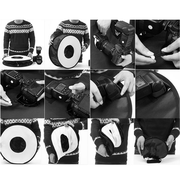 Ring Softbox SpeedLite Softbox Flash Light 45cm Foldable Diffuser Ring Speedlight Soft box - Image 6