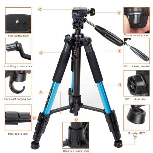 Q111 Professional Portable Travel Aluminum Camera Tripod&Pan Head for SLR DSLR Digital Camera Three color - Image 2