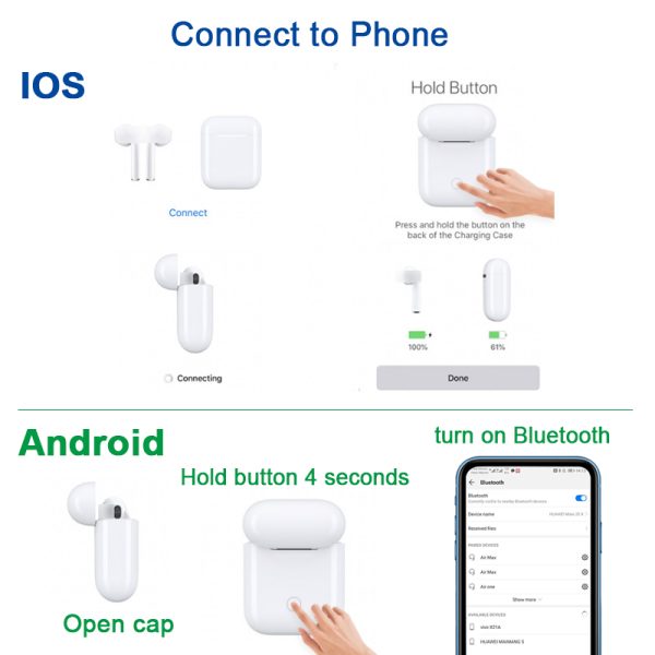 i60 TWS PK w1 chip i30 i12 i20 tws Bluetooth Earbuds Wireless Earphone Pk aire2 aire 2 i80 i40 LK TE9 i13 i14 i15 i16 - Image 2